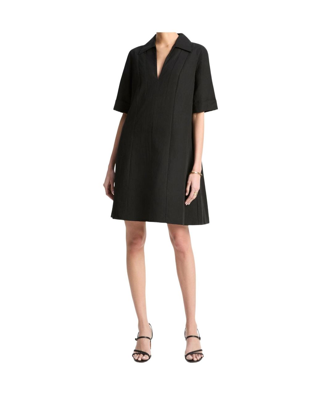 Vince Black Short Sleeve Shirt Dress
