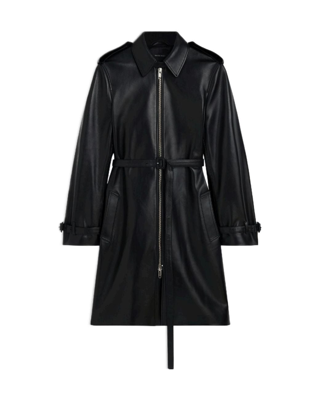 Phoebe Philo Black Cropped Leather Trench Coat