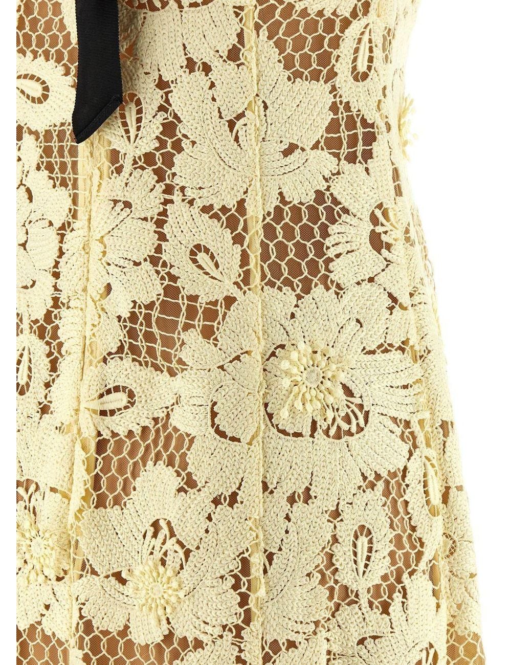 Self-Portrait Metallic Floral Crochet Midi Dress