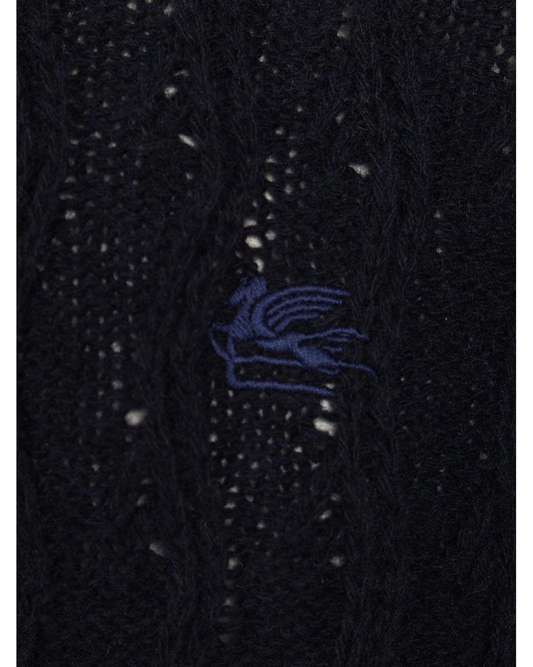 Etro Blue Roma Cable Quarter Zip Knitted Sweater for men