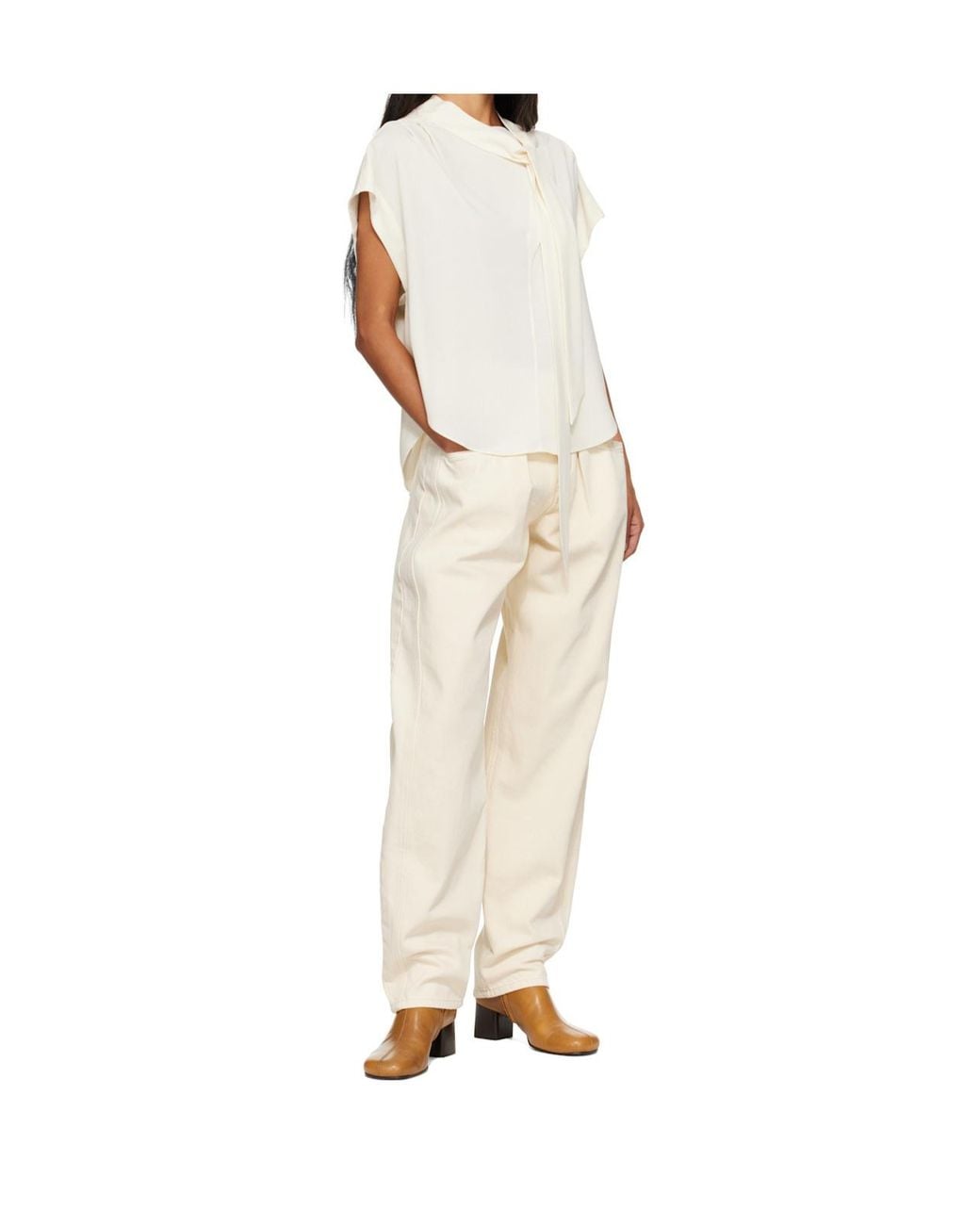 Isabel Marant White Selene Tie-Front Blouse