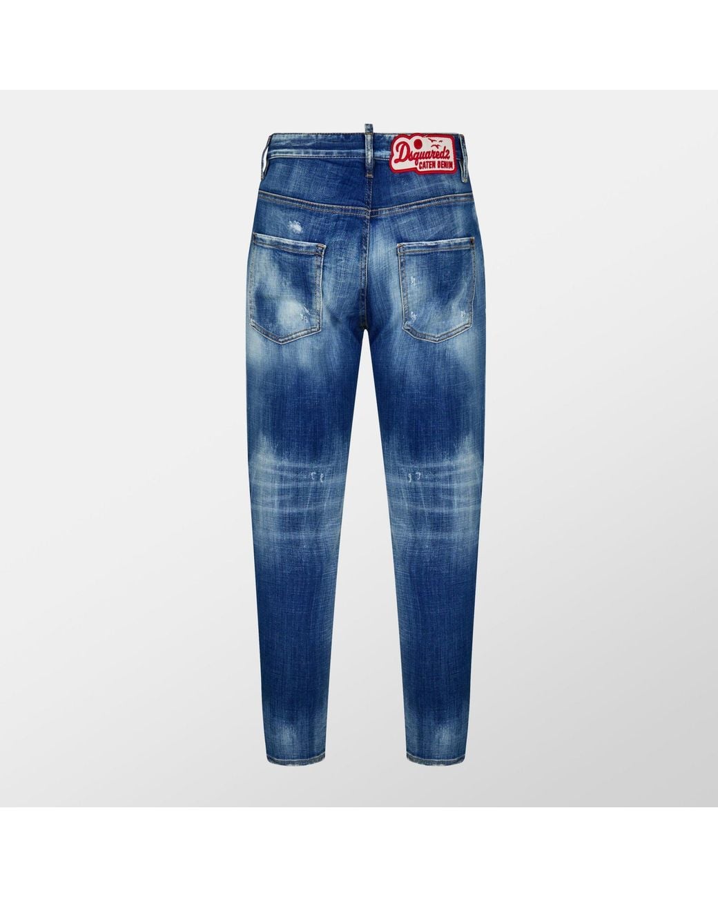 DSquared² Blue Vintage Washed Ripped Tapered Jeans for men