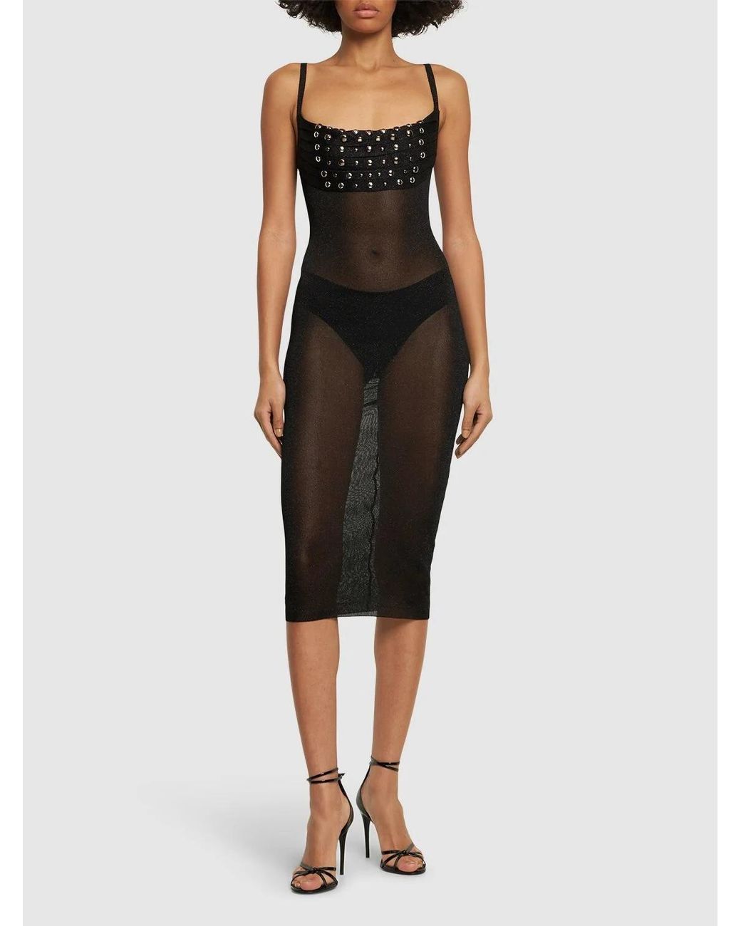 Alessandra Rich Black Knitted Mid-Length Dress