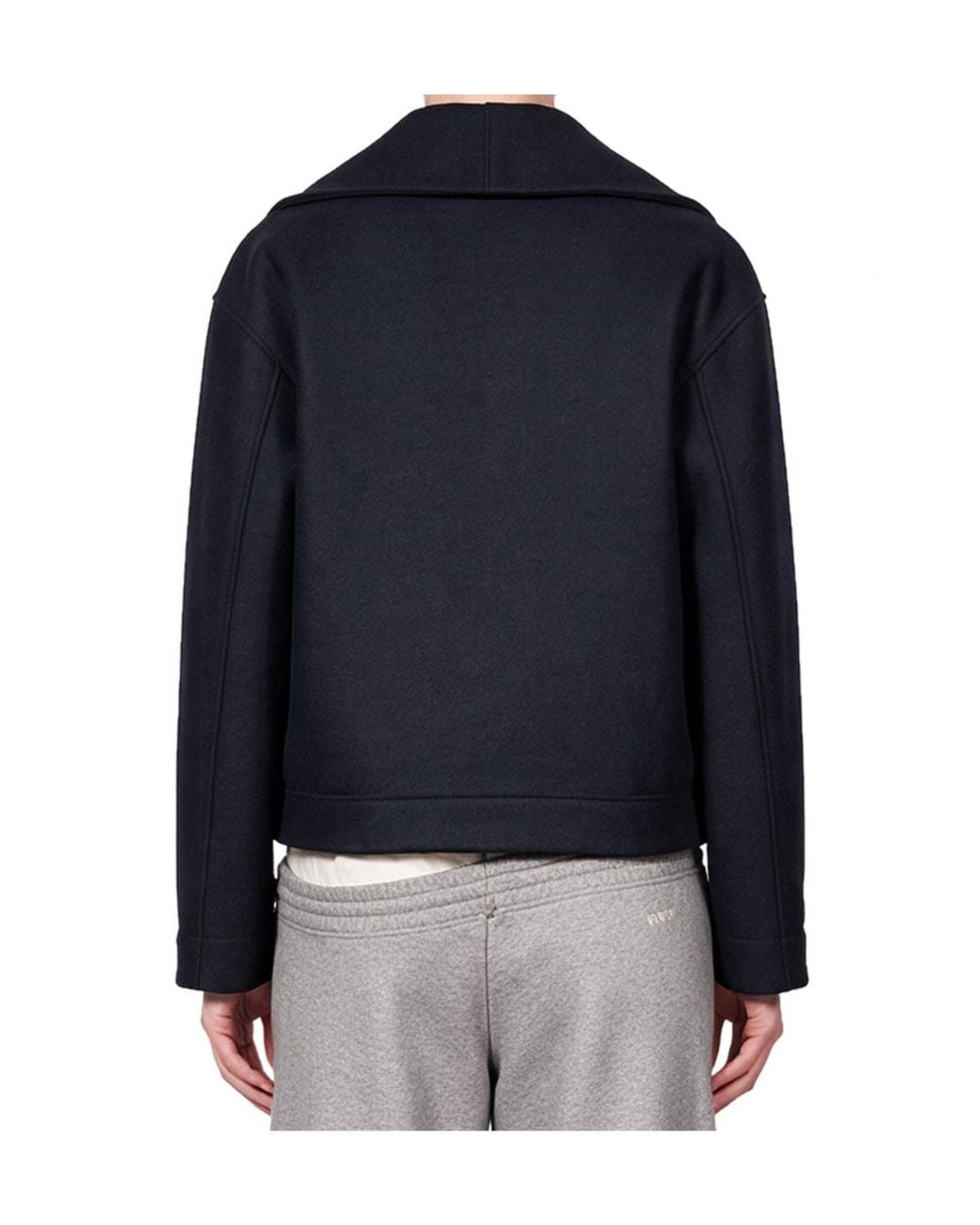 Harris Wharf London Blue Asymmetric Collar Cropped Jacket