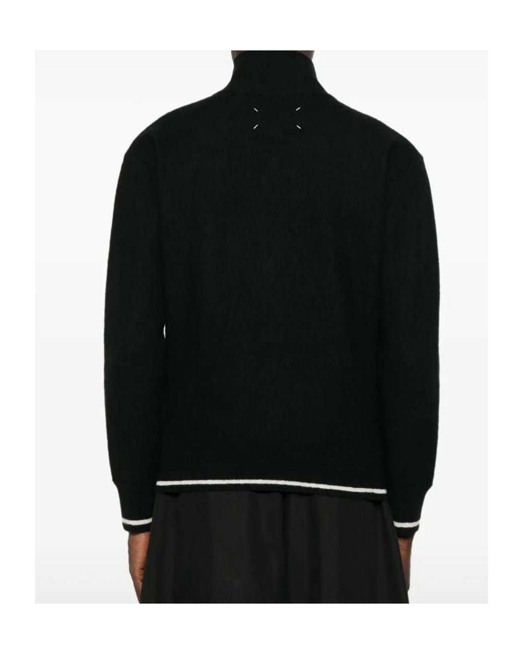 Maison Margiela Black Long Sleeve High-Neck Cardigan for men