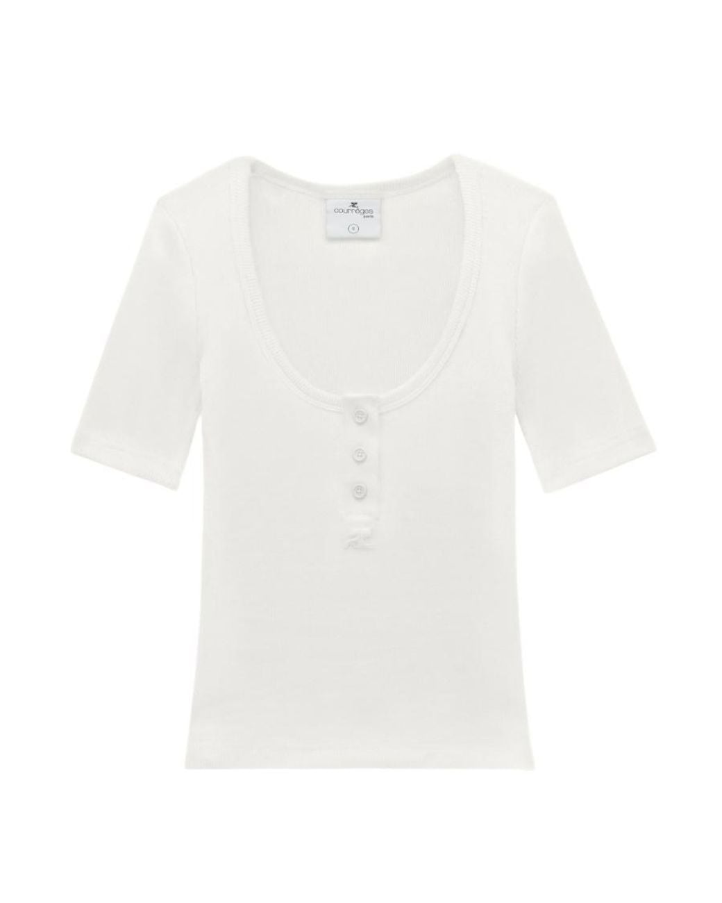 Courreges White Holistic Snaps 90's Ribbed T-Shirt