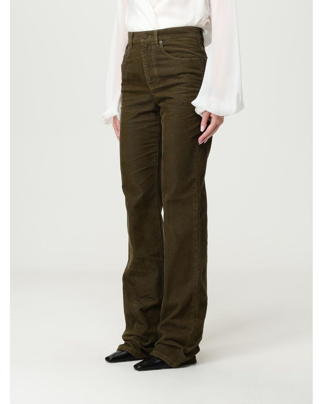 Saint Laurent Green Clyde High Waist Pants