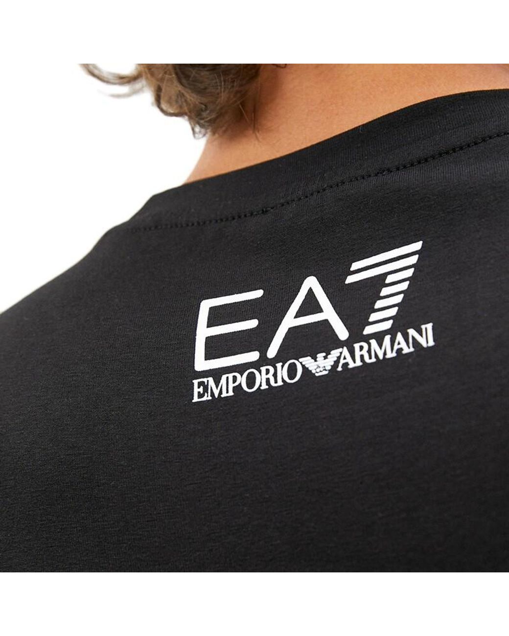 EA7 Black Logo Long-Sleeved T-Shirt for men
