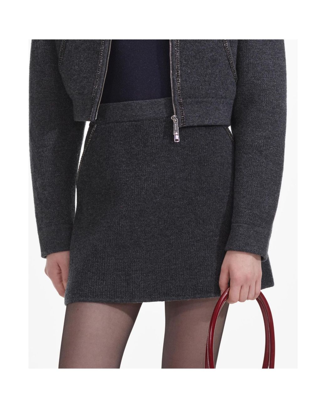 Self-Portrait Black Knit Mini Skirt