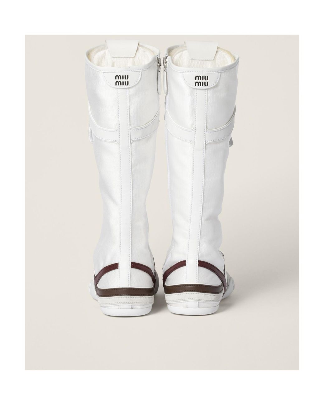Miu Miu Gymnasium Technical Fabric And Suede Boxeur Boots in White