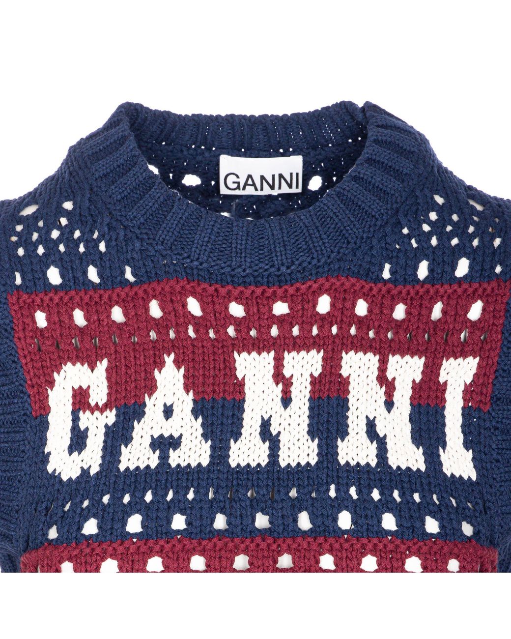 Ganni Blue Striped Knitted Vest