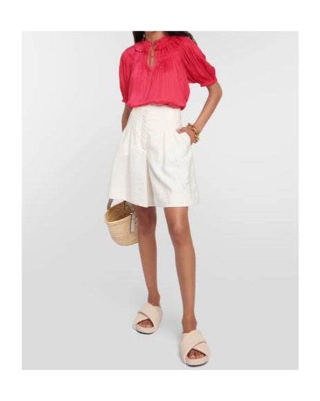 Ulla Johnson Pink Ruffled Satin Blouse