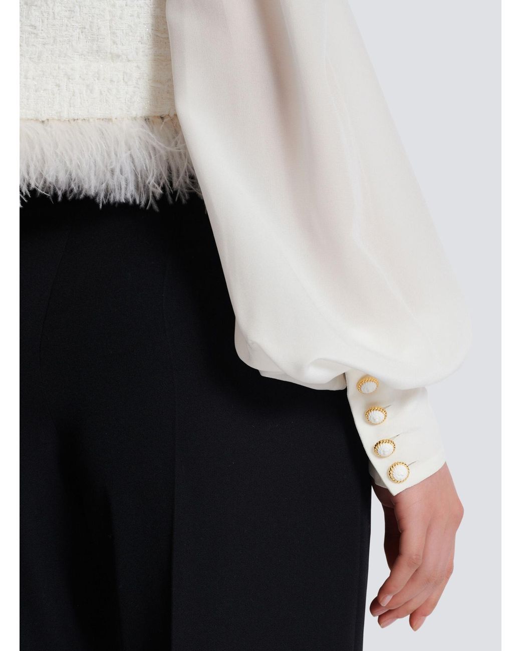 Balmain White Tweed Long Sleeved Jacket