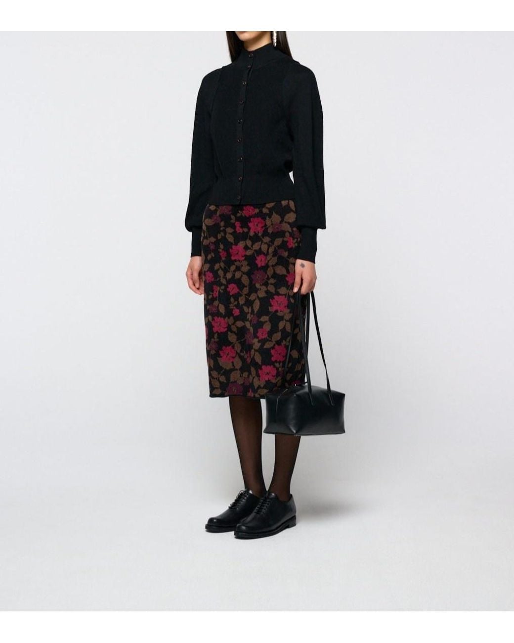 Amomento Black Button-Front Knit Cardigan