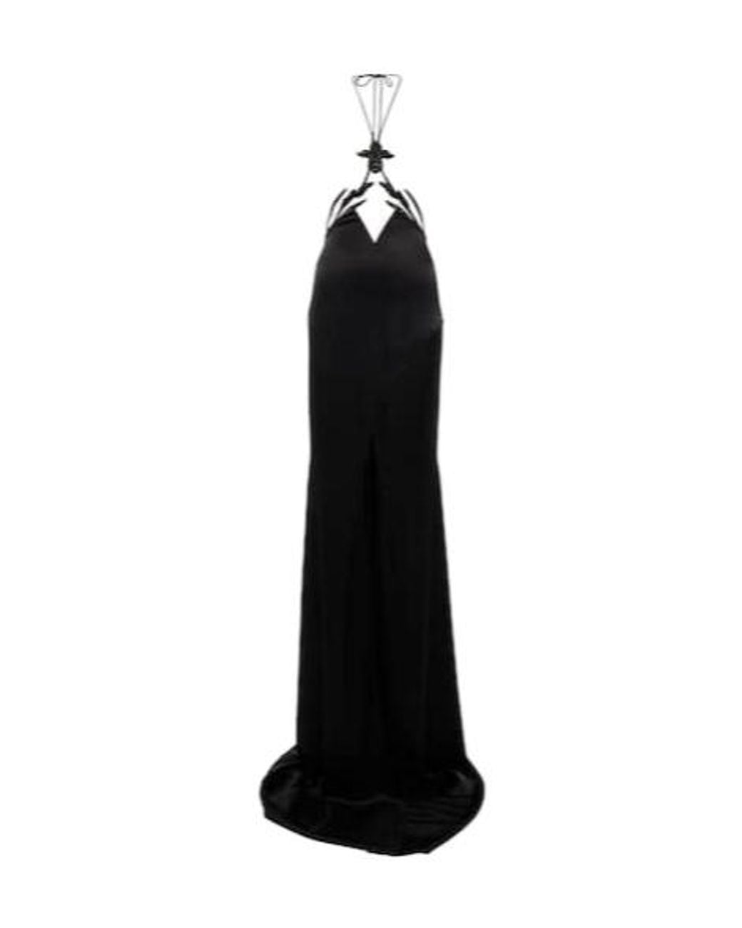 David Koma Black Embellished Cady And Satin Gown