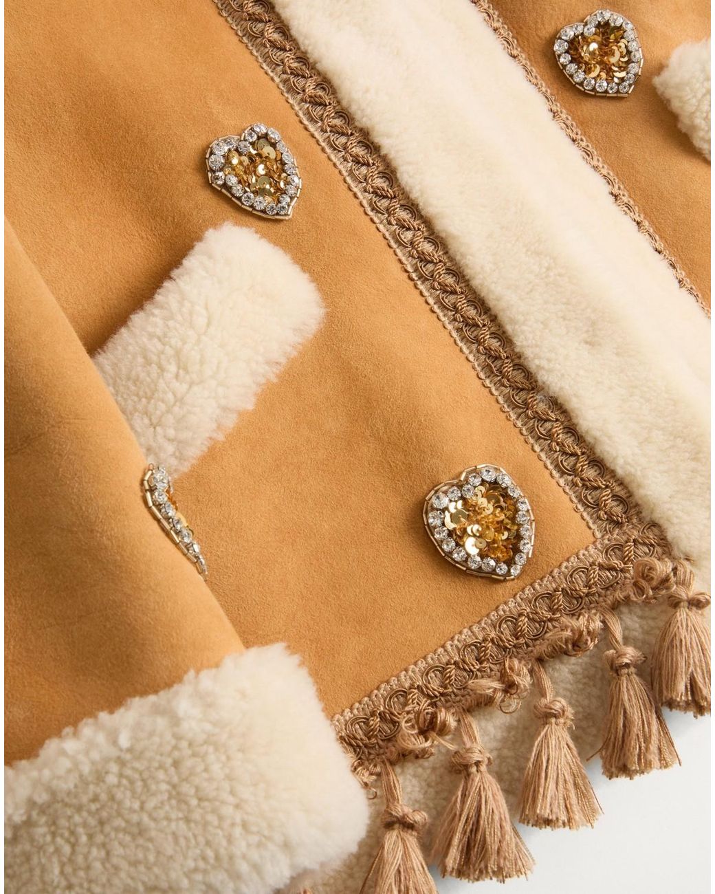 Valentino Natural Embroidered Heart Embellished Coat