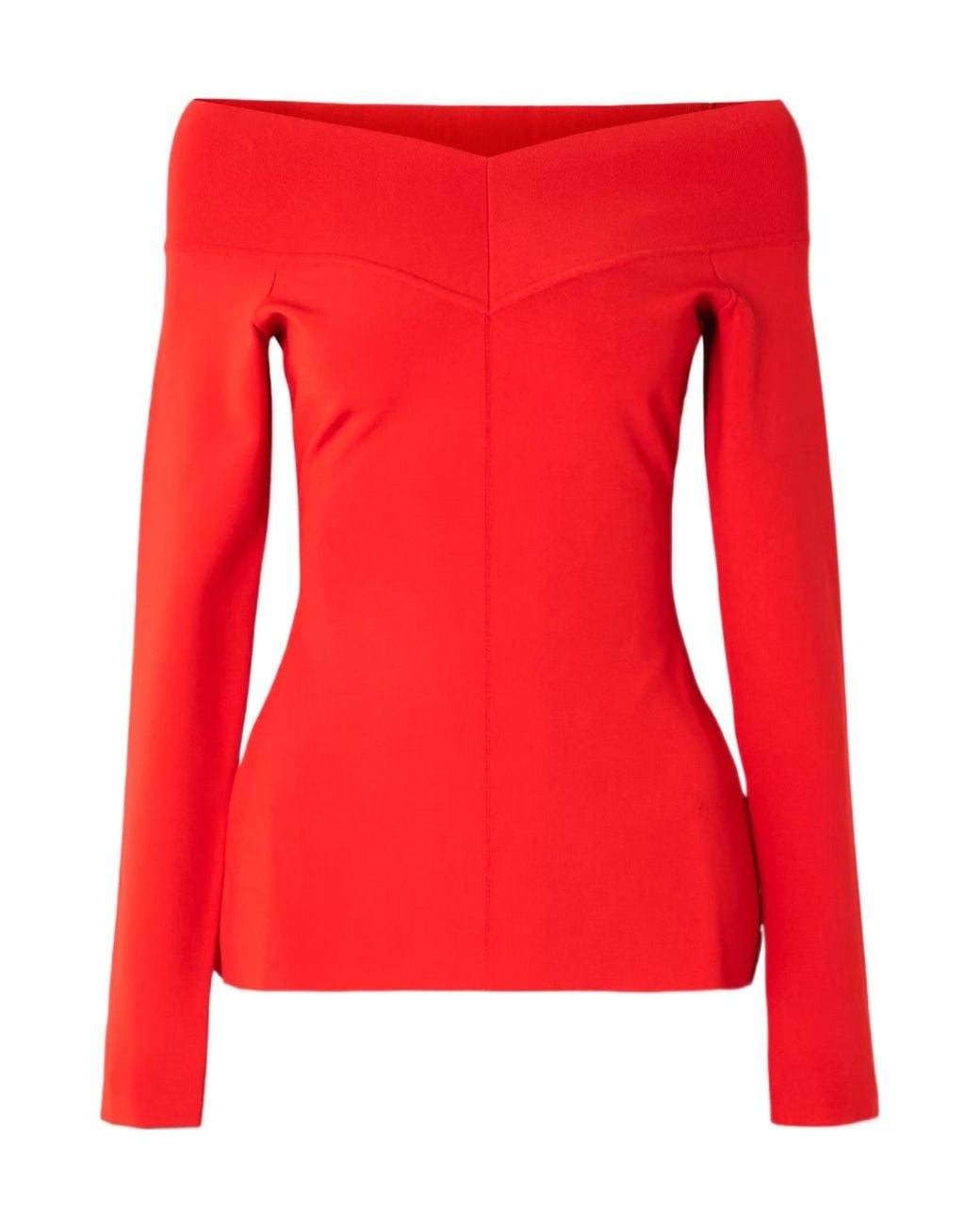 Stella McCartney Red Bardot Off-Shoulder Patchwork Top