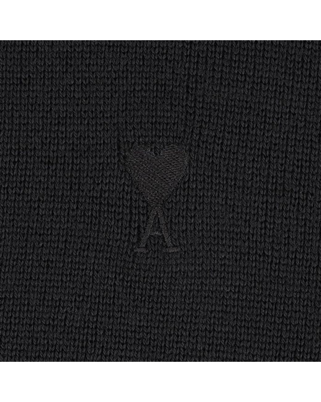 AMI Blue Heart-Embroidered Button Wool Cardigan