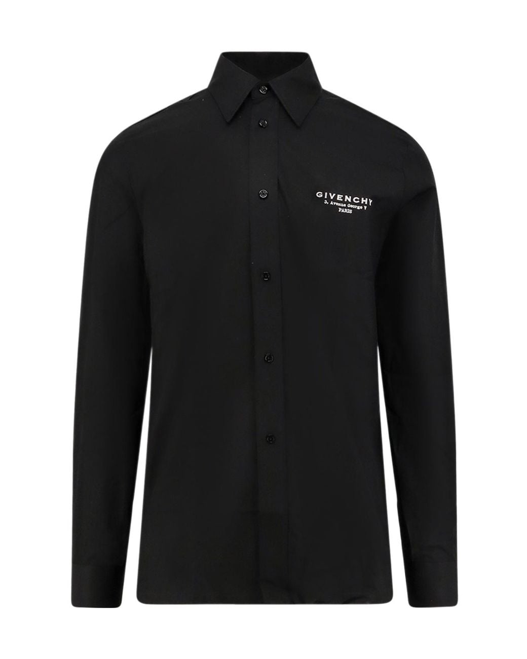 Givenchy Black Logo Embroidered Long-Sleeved Shirt for men