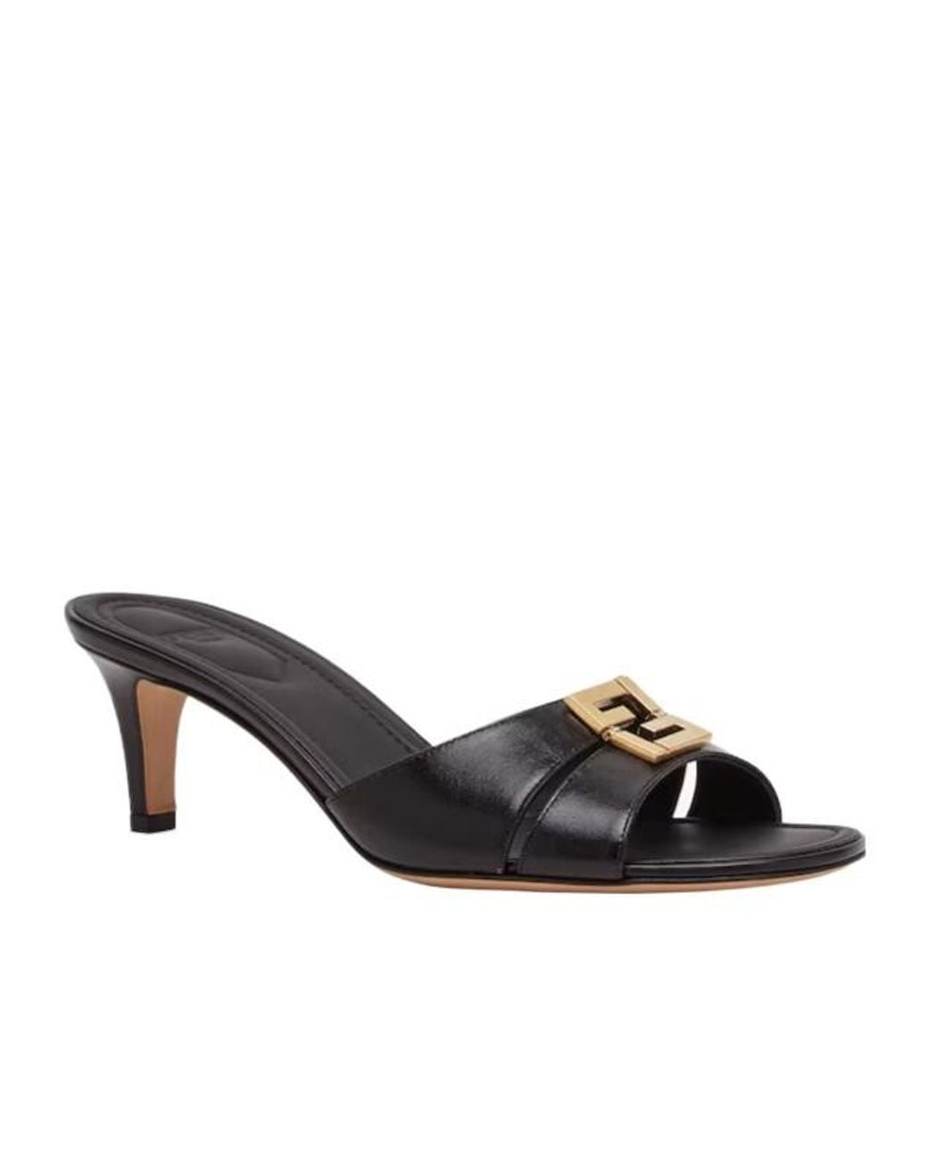 Fendi Black Ffold Logo Plaque Sandals