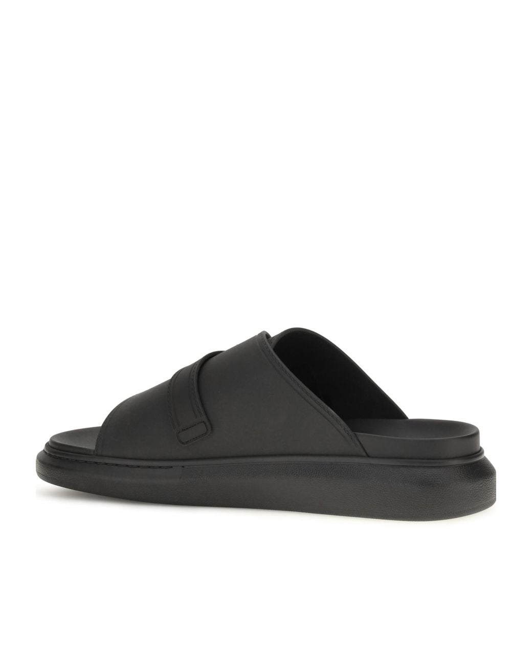 McQueen Brown Buckle Platform Slides for men