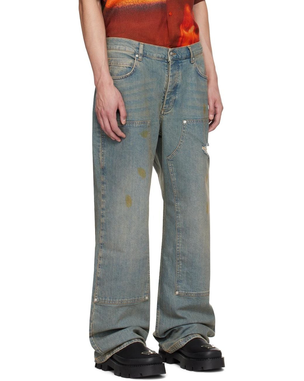 M I S B H V Blue Sunrise Wash Carpenter Denim Jeans for men
