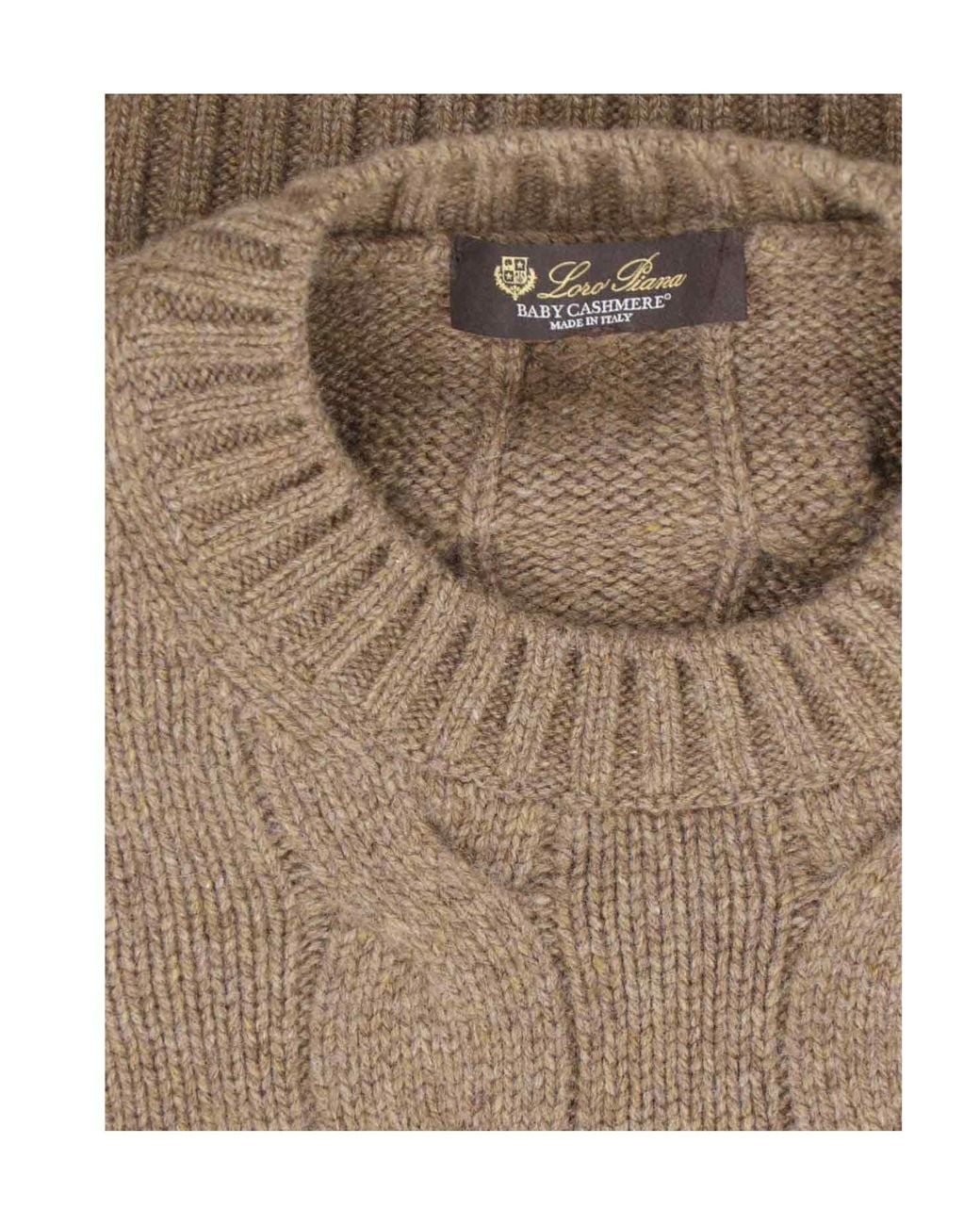 Loro Piana Brown Round Neck Sweater for men
