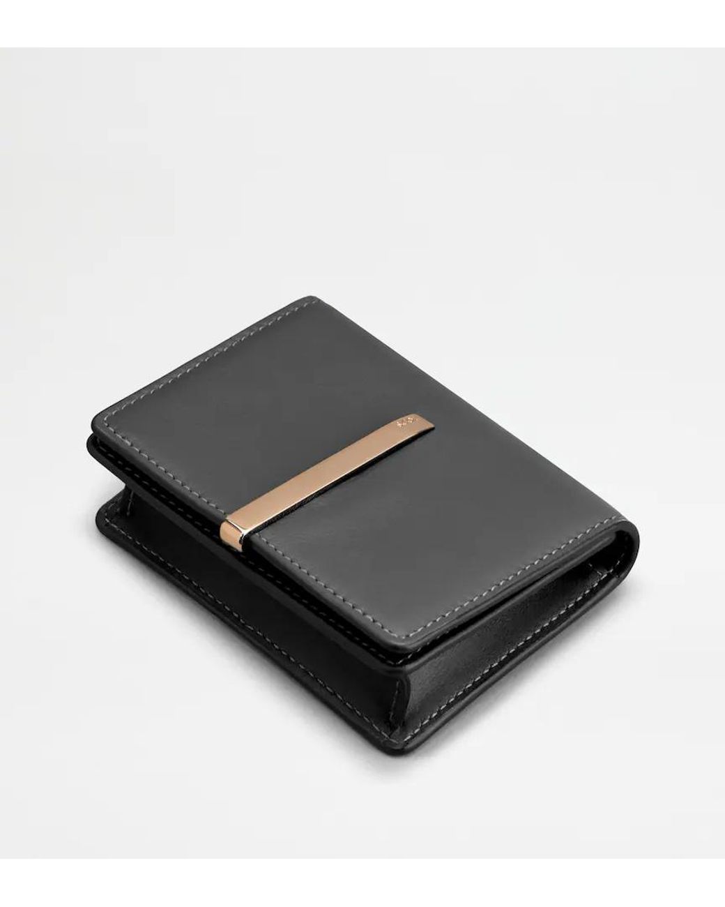 Tod's Black Snap Button Business Card Holder