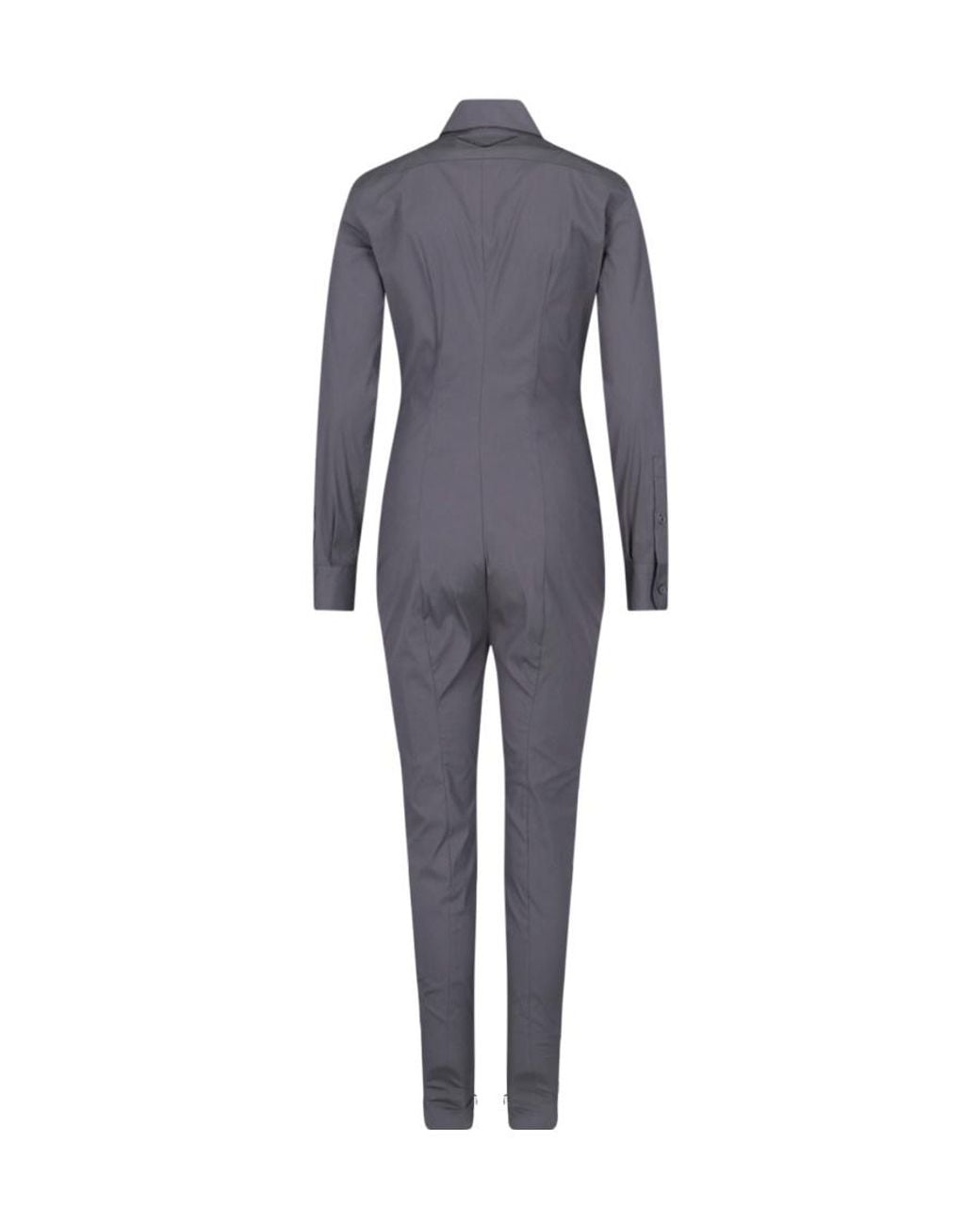 Prada Blue Long-Sleeved Buttoned Jumpsuit