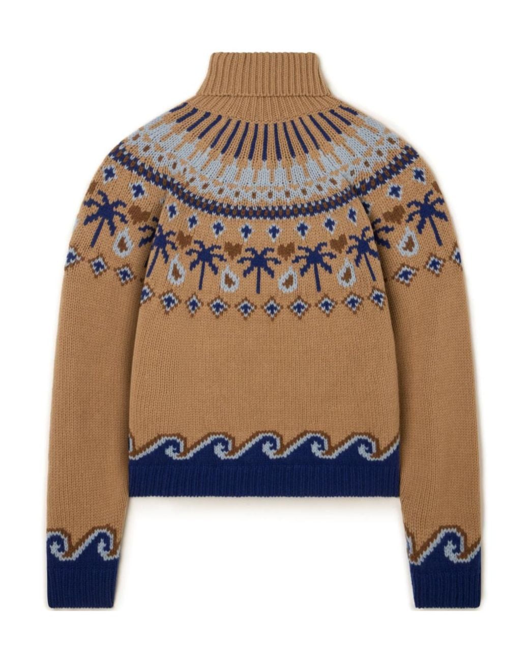 Alanui Blue Sweet Winter Jacquard Turtleneck Sweater