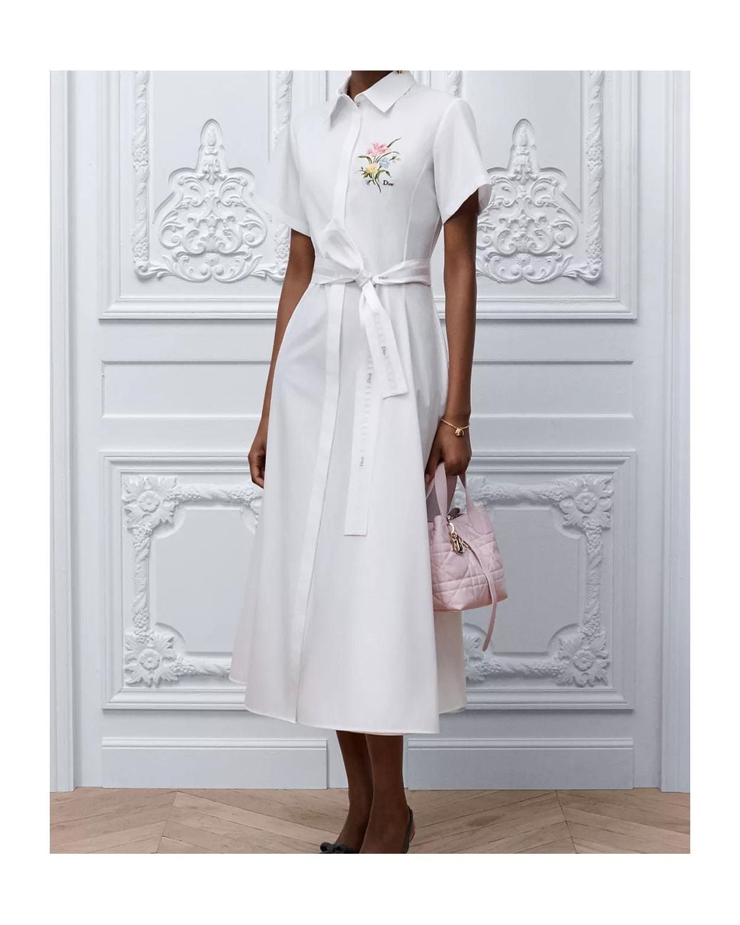 Dior Gray Short-Sleeved Dress