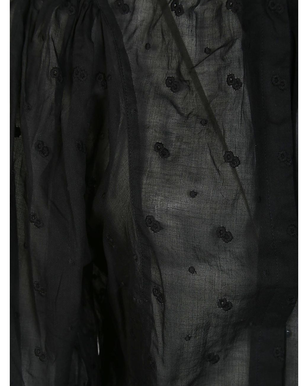 Isabel Marant Black Terzali Floral-Embroidered Blouse