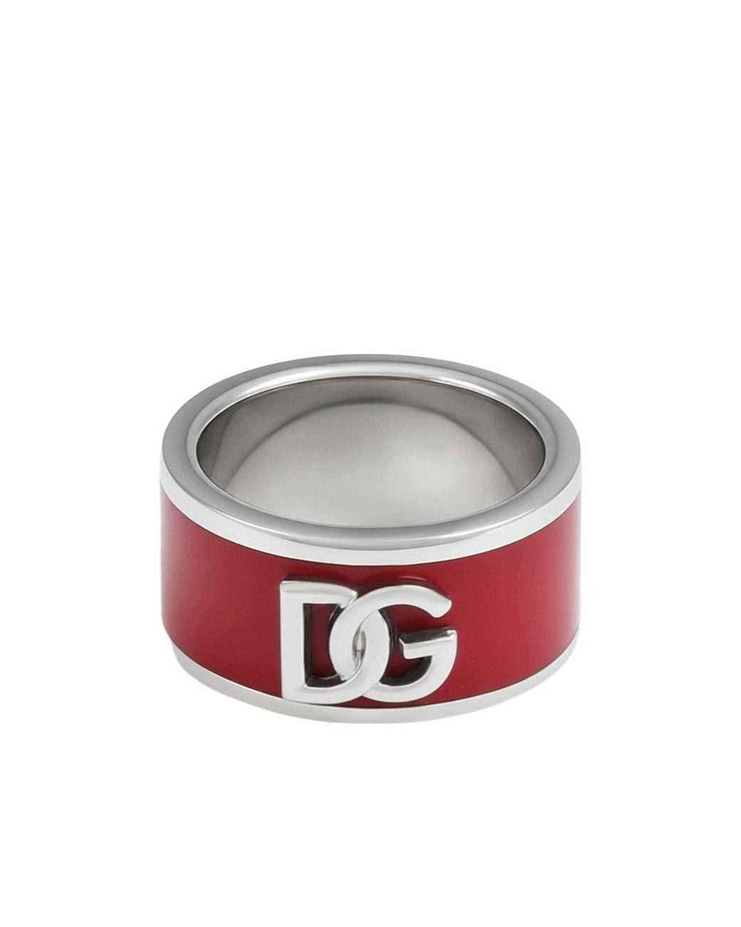 Dolce & Gabbana White Logo-Plaque Enamel Ring