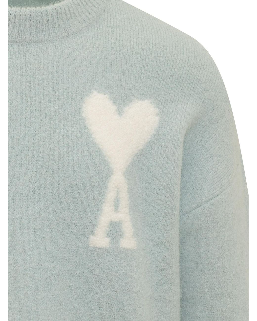 AMI Blue Ami De Coeur Crewneck Long-Sleeved Jumper for men