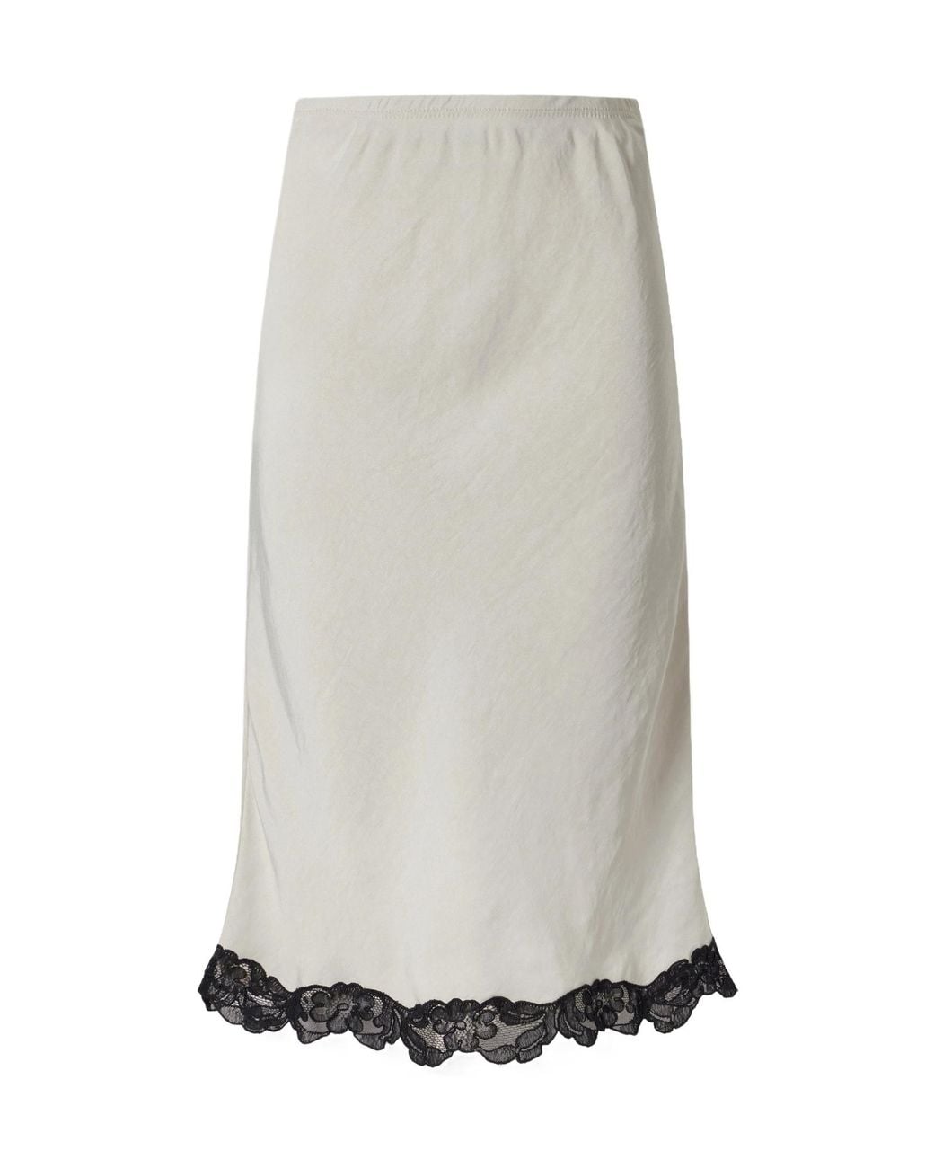 Maria McManus Gray Lace-Trimmed Satin Midi Skirt