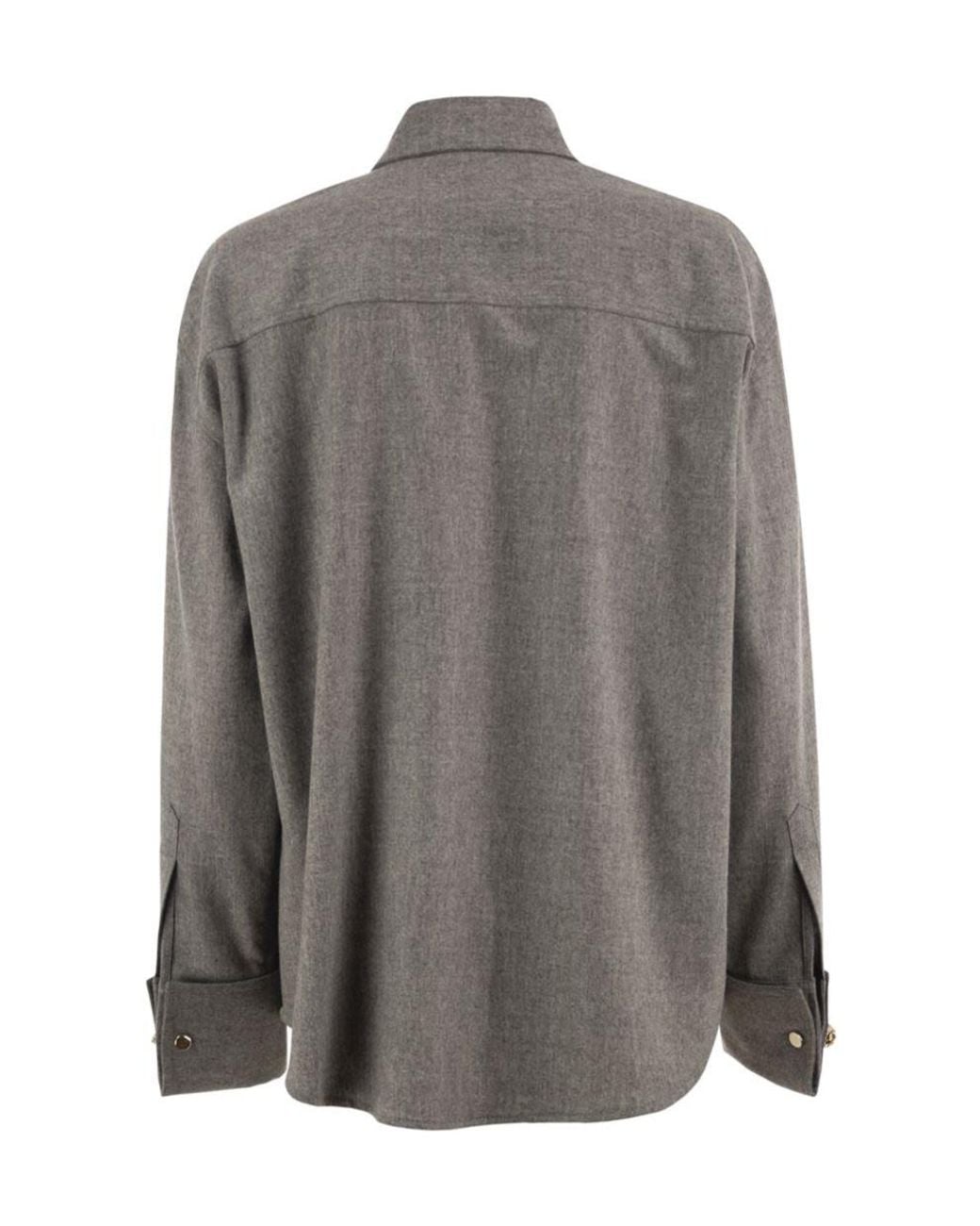 Fabiana Filippi Gray Crystal-Embellished Flannel Shirt