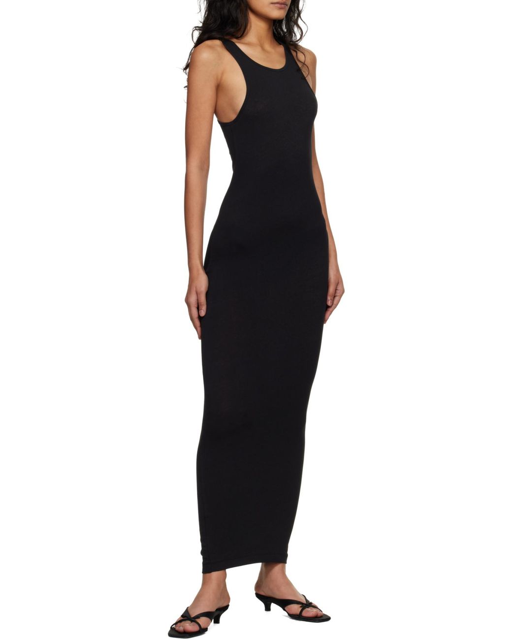 Entire studios Black Midi Muscle Tank Knitted Dress