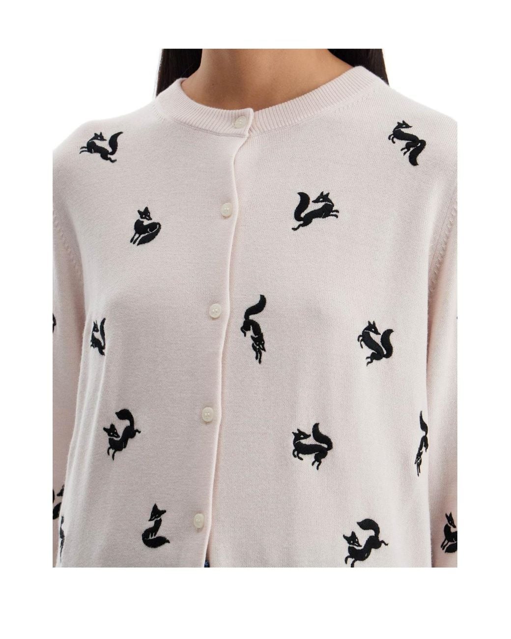 Maison Kitsuné Natural Maison Kitsuné Fancy Fox Embroidered Cardigan