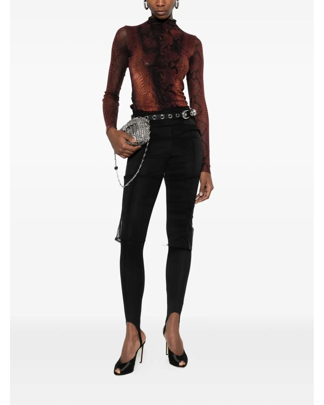 Jean Paul Gaultier Purple Snake-Print Mesh Top
