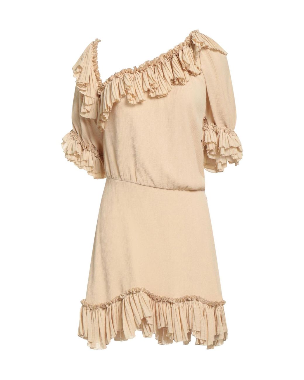 Saint Laurent Natural Minimalist Ruffled Dress