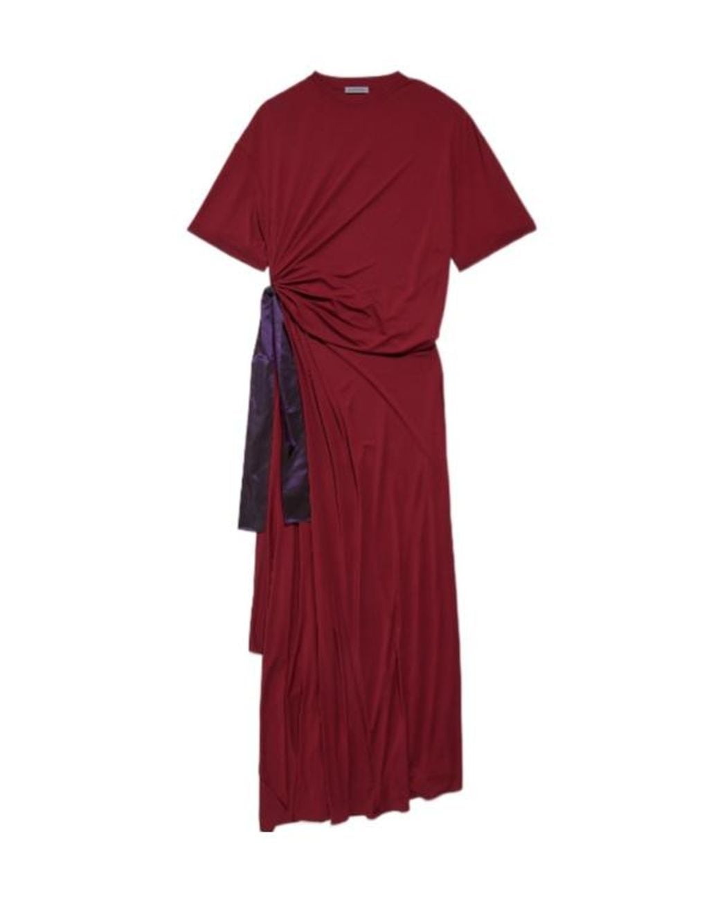 Balenciaga Red Draped T-Shirt Dress