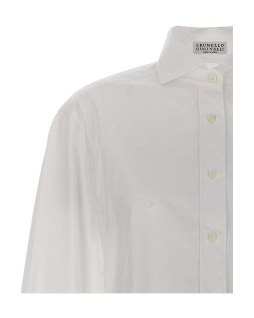 Brunello Cucinelli White Long-Sleeved Button-Up Shirt