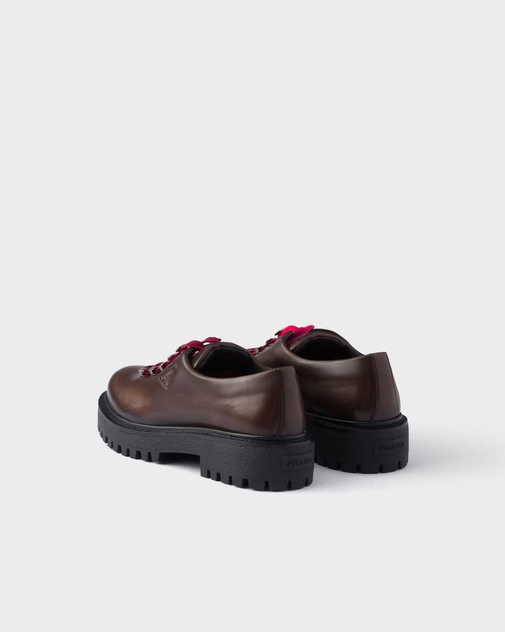 Prada Brown Leather Lace-Up Shoes