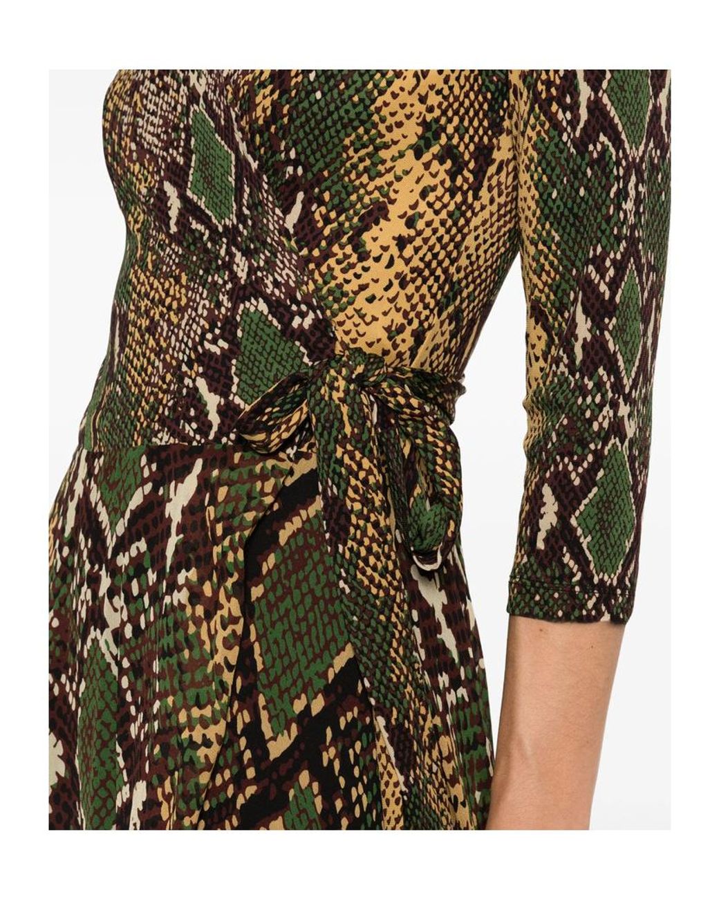 Diane von Furstenberg Green Irina Printed Midi Dress