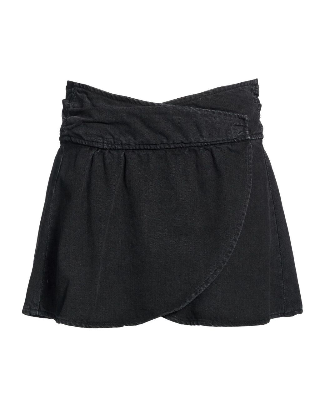 Isabel Marant Black Solid-Colored Twill Wrap Skirt