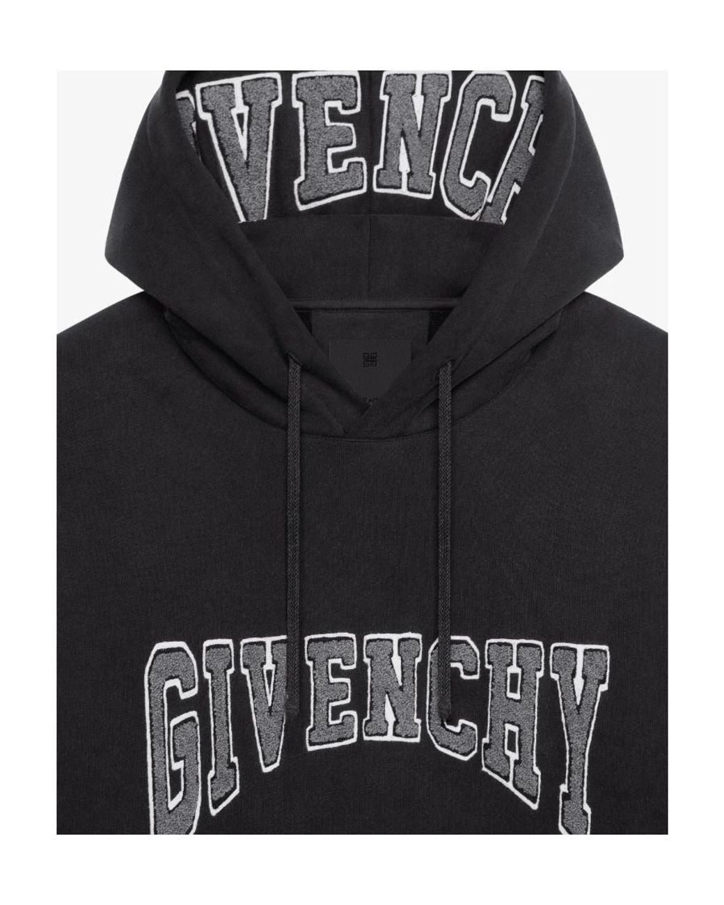 Givenchy Blue Logo Print Drawstring Hoodie for men