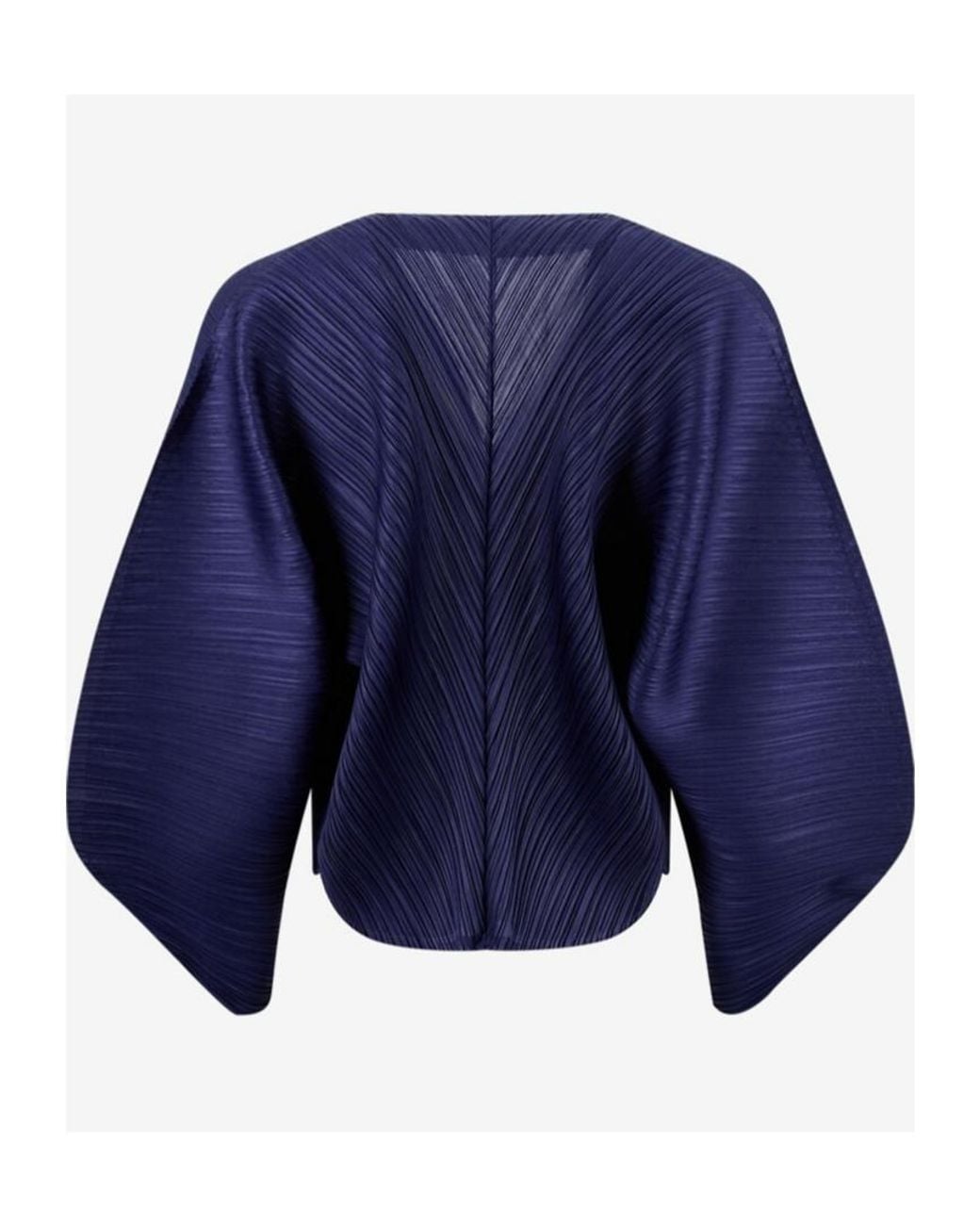 Pleats Please Issey Miyake Blue Crêpe-Gauze Pleated Oversized Lantern-Sleeve Cardigan