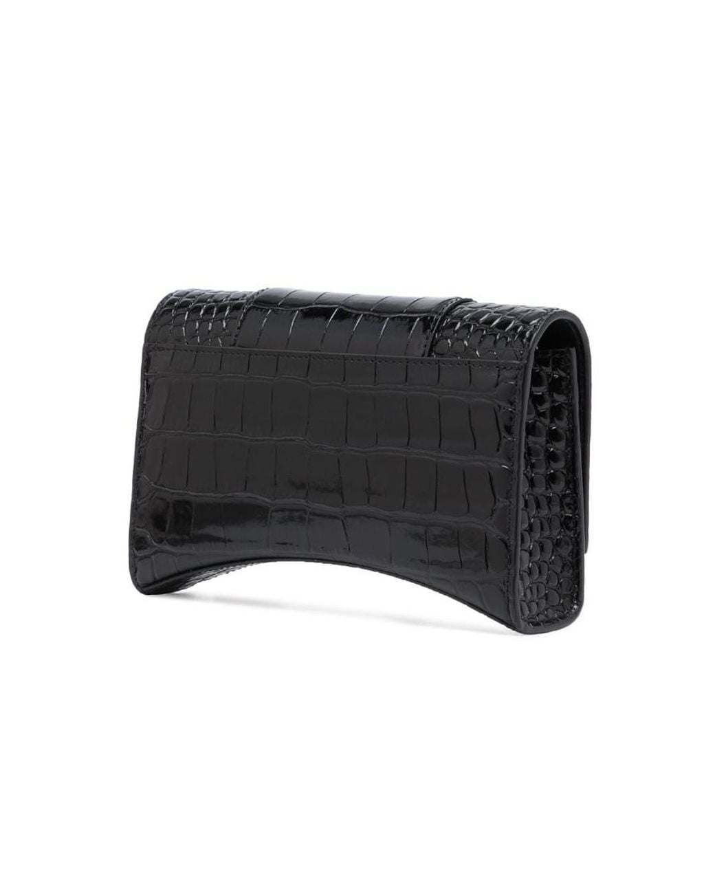 Balenciaga Black Embossed Logo Plaque Chain Wallet