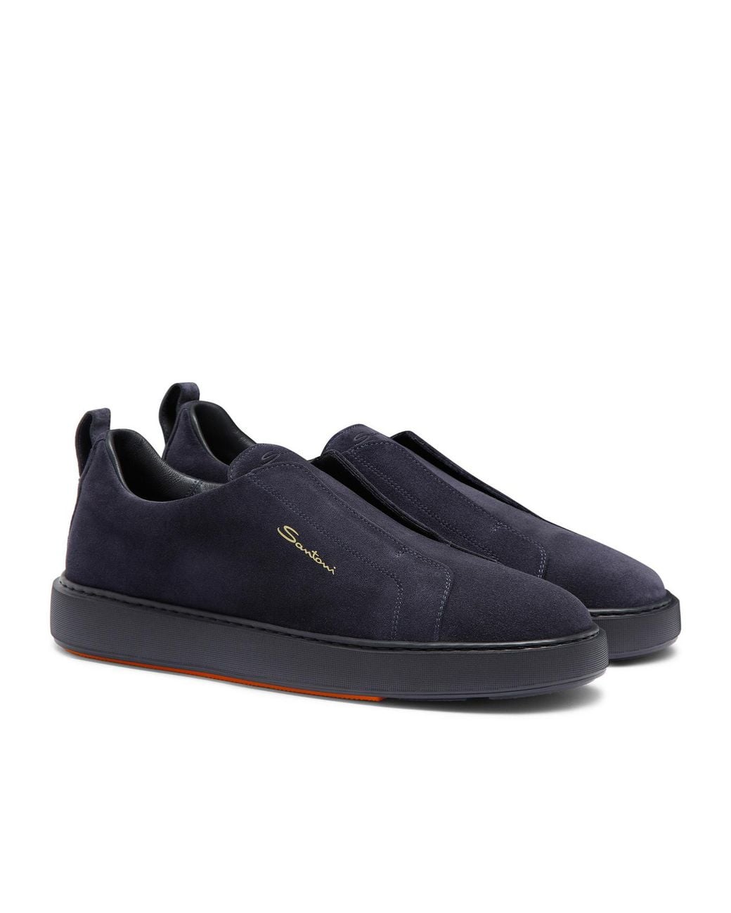 Santoni Blue Round-Toe Slip-On Sneakers for men