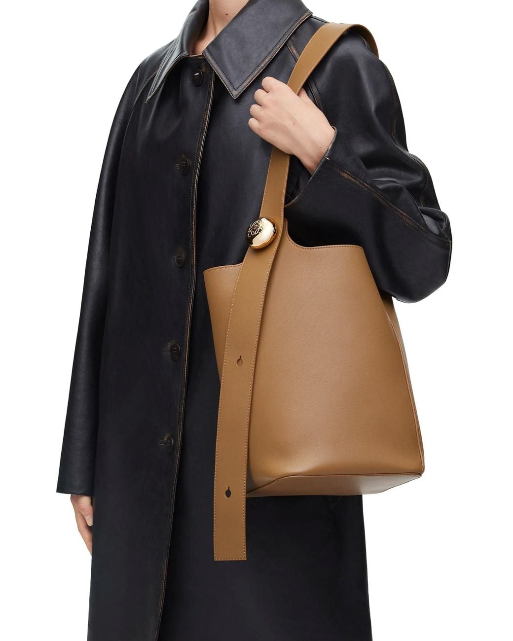 Loewe Brown Medium Pebble Bucket Bag